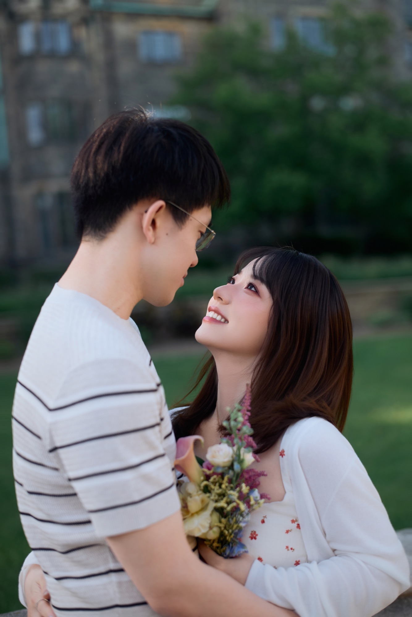 A couple looking into each other’s eyes